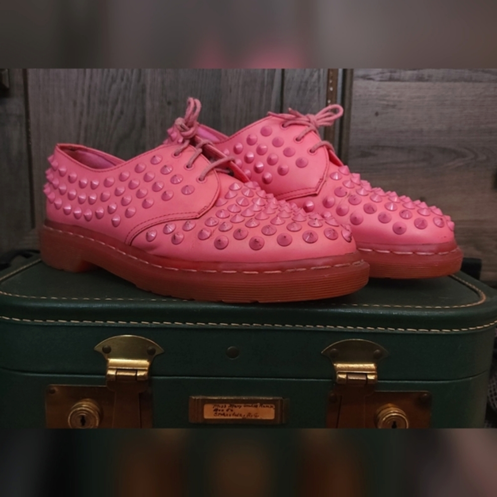 RARE Dr Martens Harlen Acid Pink Studded Shoe